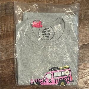 Anti Social Social Club Gray and Pink Long Sleeve Tee